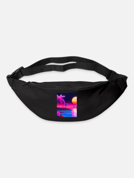 Synthwave Sun Hawaii Vaporwave Aesthetic - Gürteltasche - Schwarz
