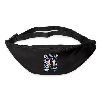 Rolling Into 1st Birthday Roller Skater Inline - Sac banane - noir - Devant