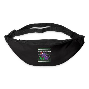Pull de Noël moche Tshirt Hippopotame de Noël - Sac banane - noir - Devant