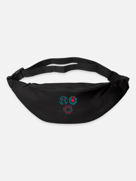 Drei verschiedene Weihnachtskränze - Gürteltasche - Schwarz
