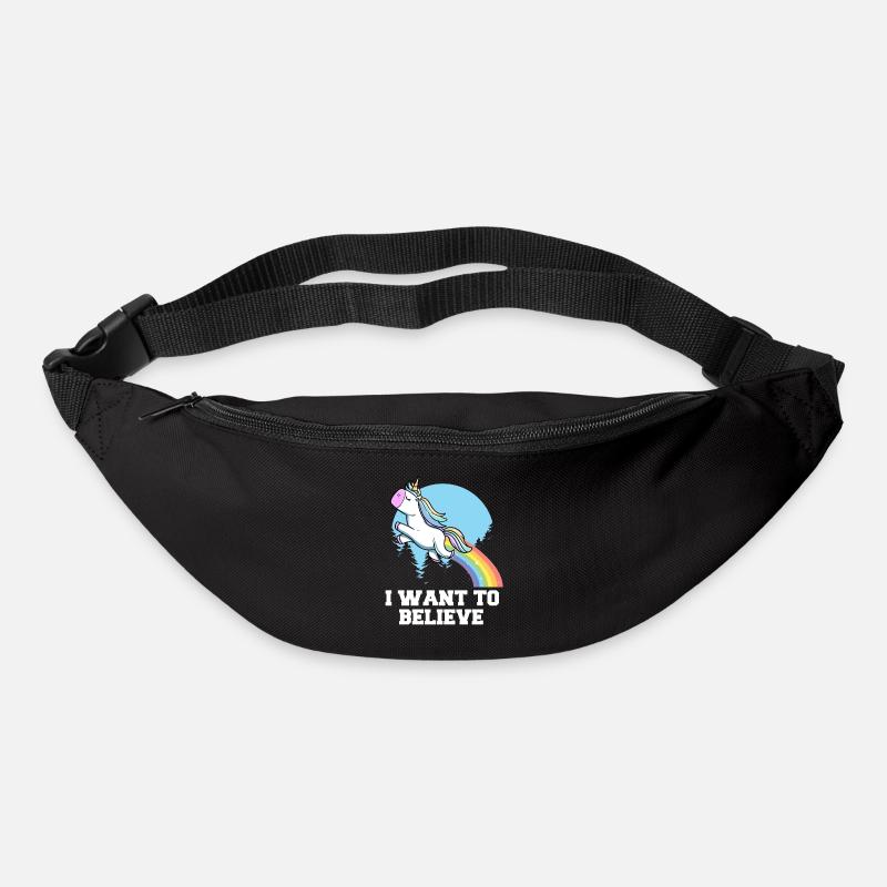 Ich möchte süßes Einhorn mit Regenbogendesign glauben - Gürteltasche - Schwarz