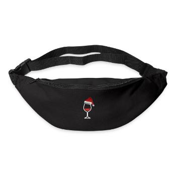 Weinglas mit Weihnachtsmütze - Gürteltasche - Schwarz - Vorne