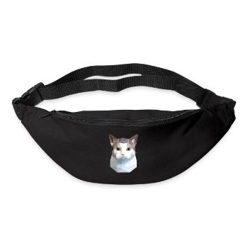 cat cute low poly Katze weiß grau - Gürteltasche - Schwarz - Vorne