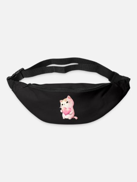 Süße Baby Katze Mama Kinder T-Shirt - Gürteltasche - Schwarz