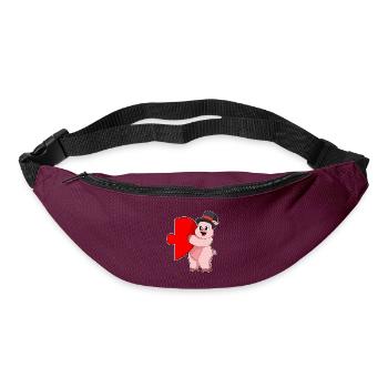 Pig Groom Heart Wedding - Bum bag - burgundy - Front