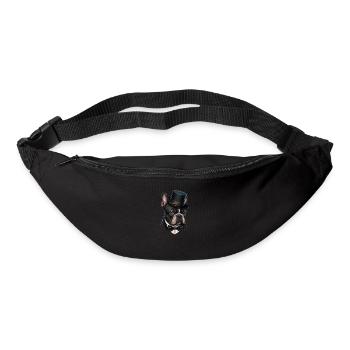 Motif chien Français bouledogue - Sac banane - noir - Devant