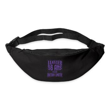 Janvier 56 ans. Cadeau 56 ans janvier anniversaire - Sac banane - noir - Devant