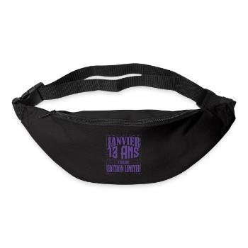 Janvier 13 ans. Cadeau 13 ans janvier anniversaire - Sac banane - noir - Devant