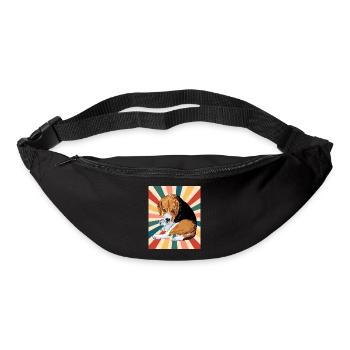 Mignon Beagle Dog Breed 80s 90s Retro Style Vintage - Sac banane - noir - Devant