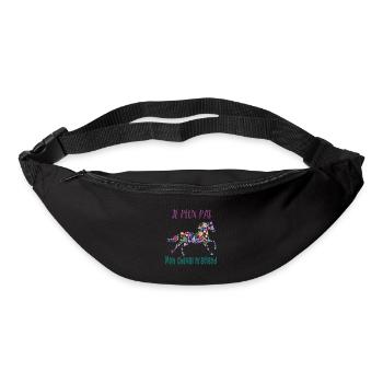 Je peux pas mon cheval m'attend - florale poney - Sac banane - noir - Devant
