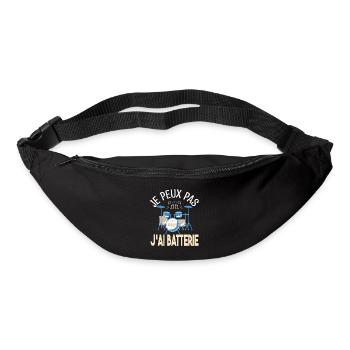 Je peux pas j'ai batterie. Cadeau batteur Musicien - Sac banane - noir - Devant