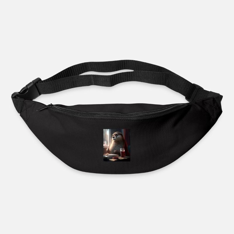 Otter Lovers Nerd Otter Drinking Coffee - Gürteltasche - Schwarz