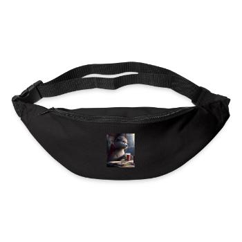 Otter Lovers Nerd Otter Drinking Coffee - Bum bag - black - Front