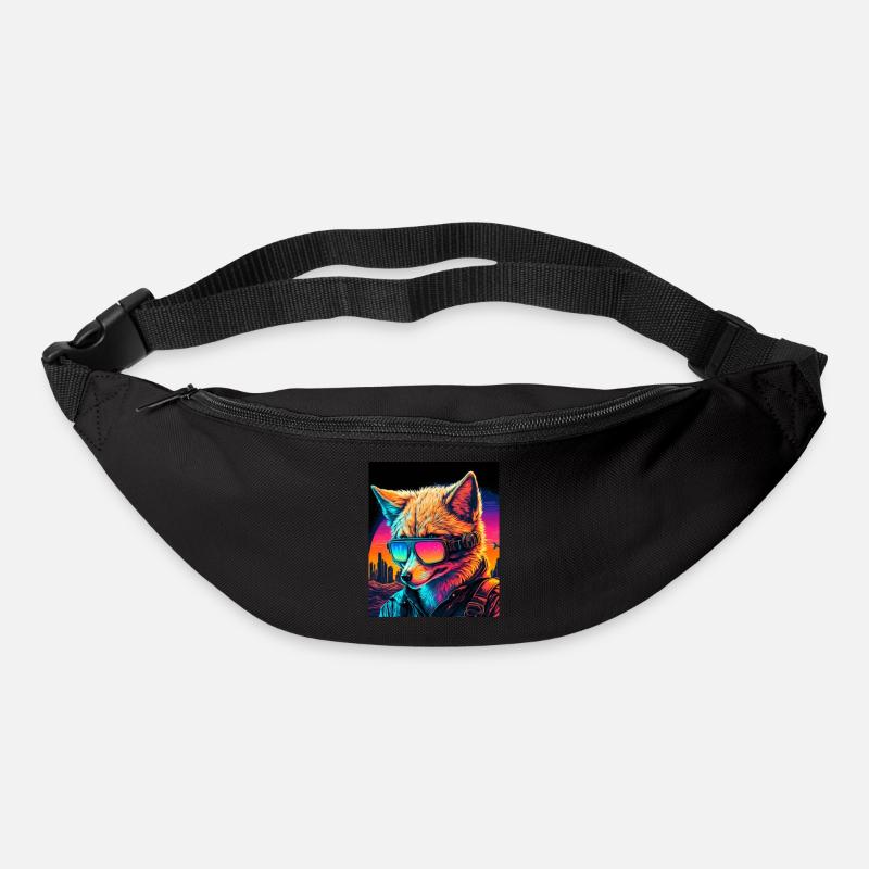 Retro Futuristic Synthwave Fox - Bum bag - black