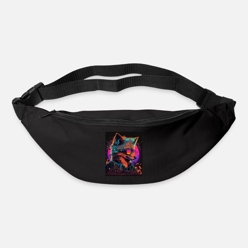 Retro Futuristic Synthwave Fox - Gürteltasche - Schwarz