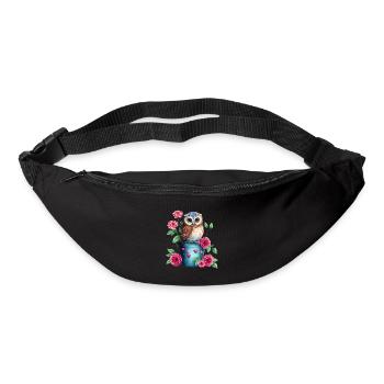 hibou animal doux oiseau sauvage zoo forêt nature enfant - Sac banane - noir - Devant