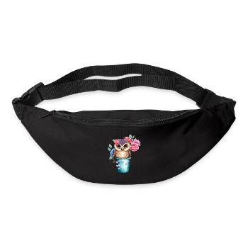 hibou animal doux oiseau sauvage zoo forêt nature enfant - Sac banane - noir - Devant
