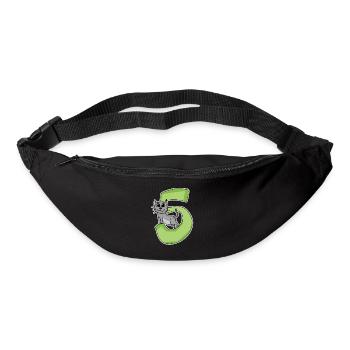 5 years old - 5th birthday with animal motif - cat - Bum bag - black - Front