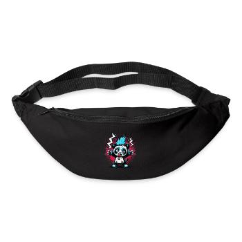 Cute Punk Panda Bear Cartoon PopArt with Flash - Bum bag - black - Front