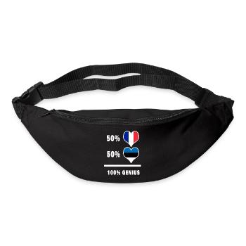 Estonie et France 100% génial Design de drapeau - Sac banane - noir - Devant