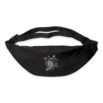 Cœur anatomique et fleurs - Sac banane - noir - Devant