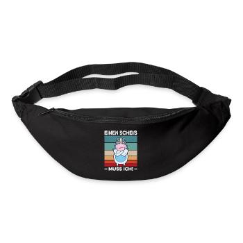 Einen Scheiß muss ich Spruch Einhorn Muskel Retro - Gürteltasche - Schwarz - Vorne
