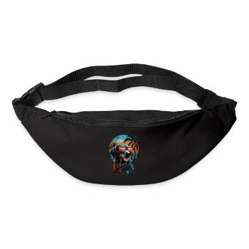 Retro cute dog with sunglasses on the beach - Bum bag - black - Front