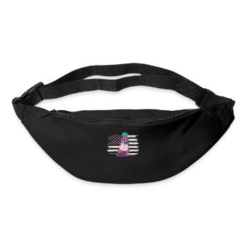 Meowica Dabbing Cat Drapeau américain 4 juillet - Sac banane - noir - Devant