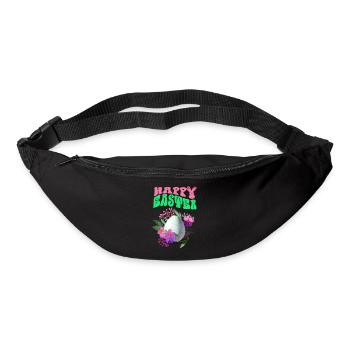 Joyeux Easter Easter Egg Art floral - Sac banane - noir - Devant