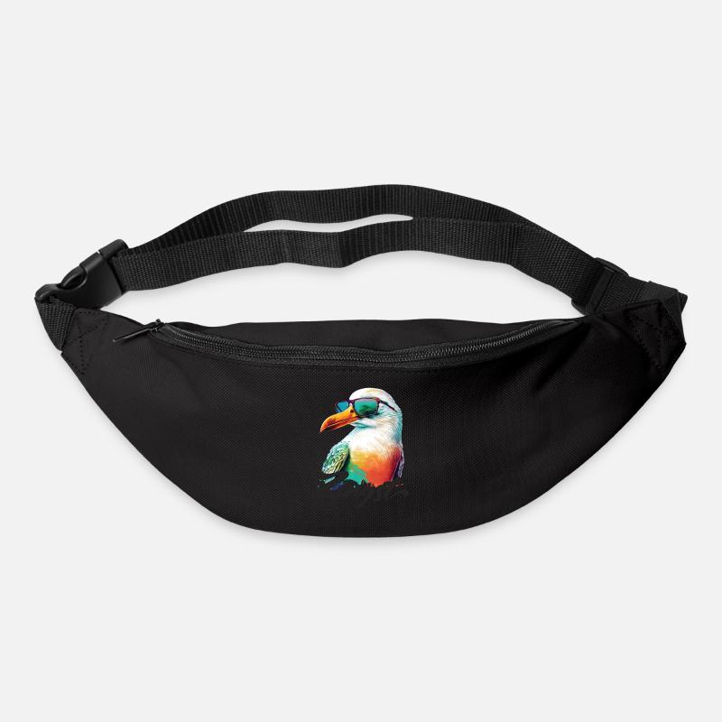 Zingst Urlaub coole bunte Möwe mit Sonnenbrille - Gürteltasche - Schwarz