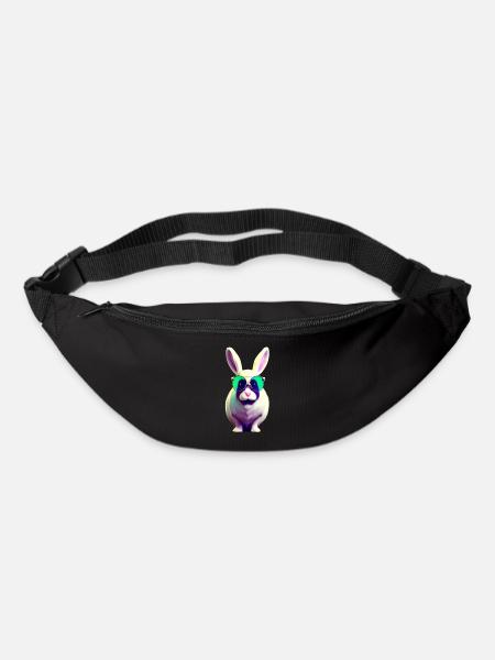 cooles Kaninchen mit Sonnenbrille - Gürteltasche - Schwarz
