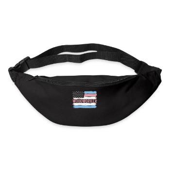 Idée cadeau de charpenterie de bûcheron de la fierté américaine - Sac banane - noir - Devant