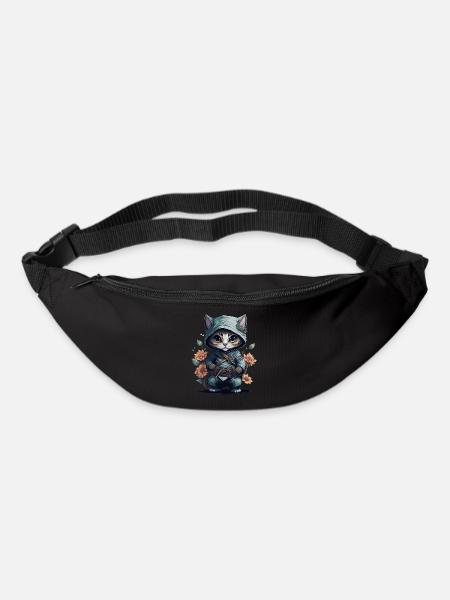 Montrez votre soif d’aventure avec le chat ninja - Sac banane - noir
