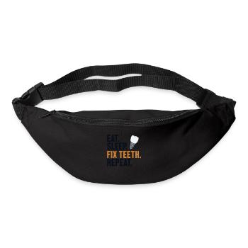 Manger Sommeil Réparer les dents Répéter Laboratoire dentaire Technicien dentaire - Sac banane - noir - Devant