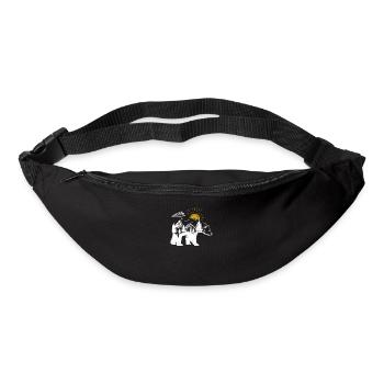 Erforschen Bär Gelbe Sonne Natur Lustig Geocaching - Gürteltasche - Schwarz - Vorne