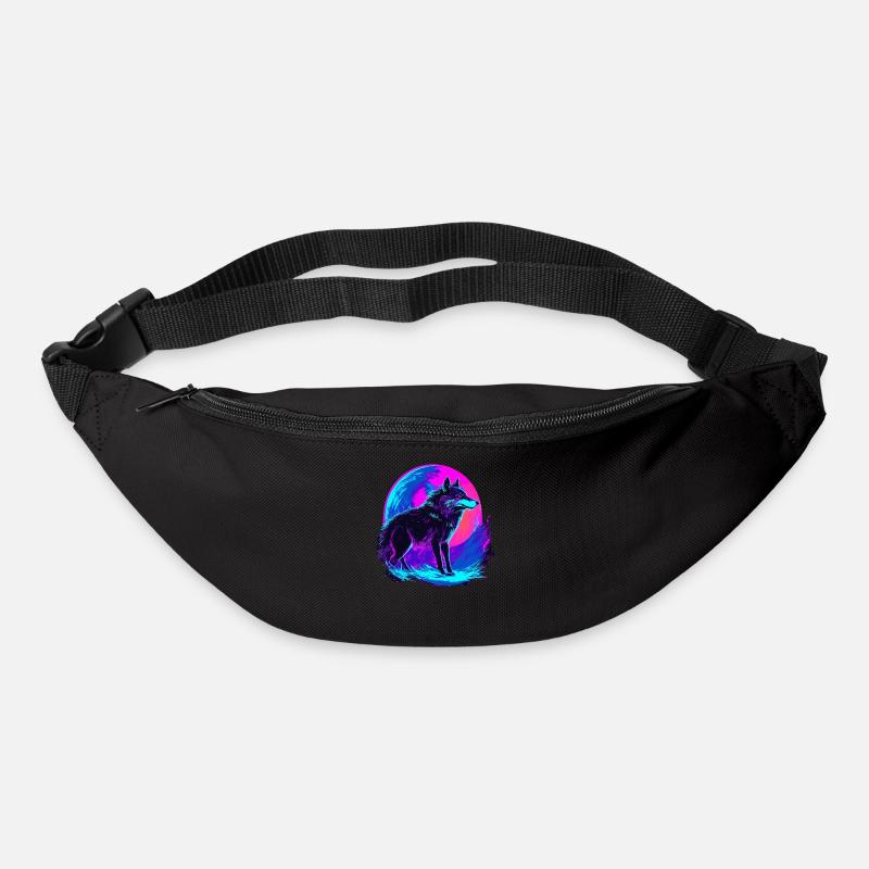Colorful Wolf Neon Moon Synthwave - Gürteltasche - Schwarz
