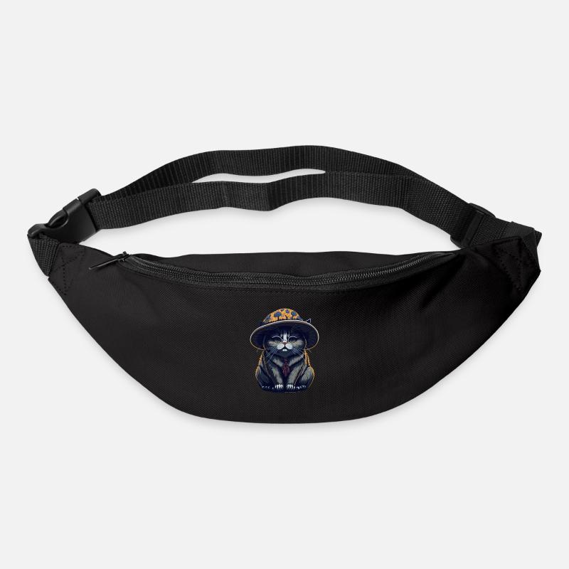 Chat potelé avec chapeau de champignon - Sac banane - noir