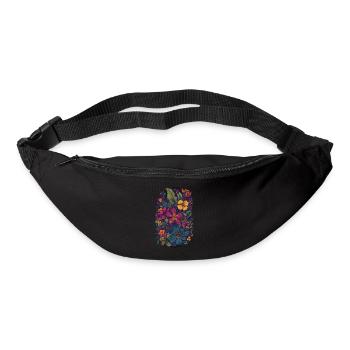 Floral Lila Exotische Blumen - Design - Gürteltasche - Schwarz - Vorne