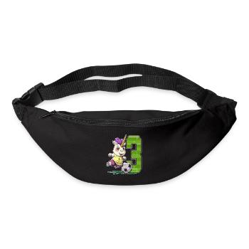 Fußball Einhorn - 3 Jahr Altes Mädchen - 3. - Gürteltasche - Schwarz - Vorne