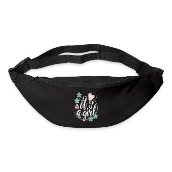Baby-Girl, Spruch It's-a-Girl, Schwangerschaft - Gürteltasche - Schwarz - Vorne