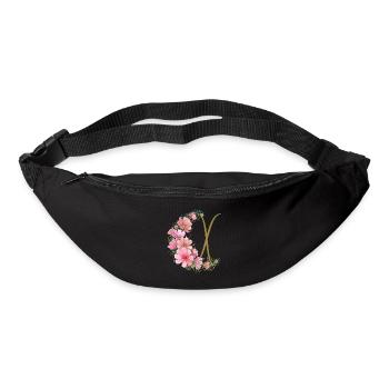 Flower tendril with letter X - Bum bag - black - Front