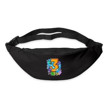 3 anniversaire 3 ans avec motif animal - trois - Sac banane - noir - Devant