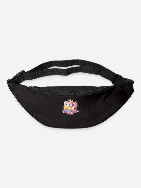 Niedlich Katze Regenbogen Cool LGBT Gruppe Lesbisch Homosexuell Wortspiel - Gürteltasche - Schwarz