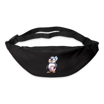 Penguin with coffee watercolor style - Bum bag - black - Front
