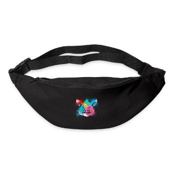 Colorful Splash Art Farm animals pig head - Bum bag - black - Front