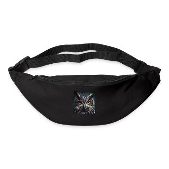 Eulen Kauz Owl Uhu Nachteule Eule - Gürteltasche - Schwarz - Vorne