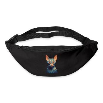 Katze - stylish, modern, abstrakt, künstlerisch - Gürteltasche - Schwarz - Vorne