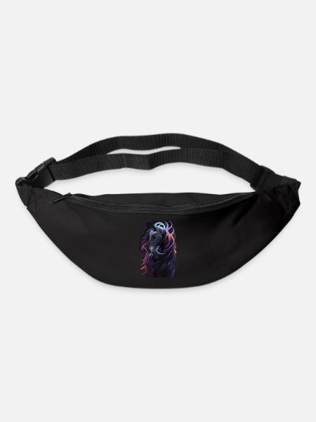 Abstract Horse Head Rider Love Horses Equestrian - Sac banane - noir