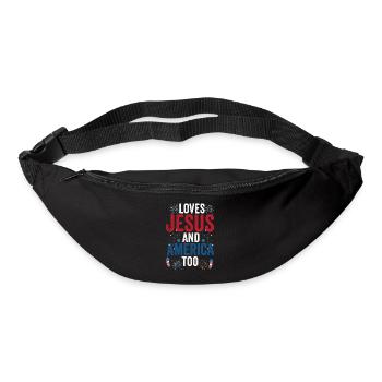 Loves Jesus and America Too God Christian - Bum bag - black - Front