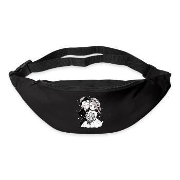 Aquarelle de mariage Anime Chibi mariée et le marié - Sac banane - noir - Devant